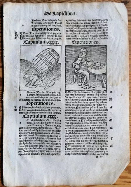 Original Post Inkunabel-Blatt Hortus Sanitatis Mineralien (K) Venedig 1511