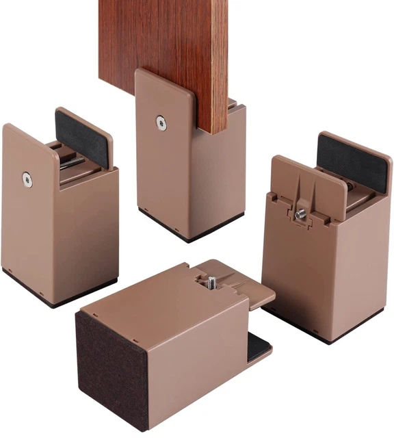 Elevadores ajustables para cama y muebles con abrazadera de tornillo, paquete de 4 resistentes