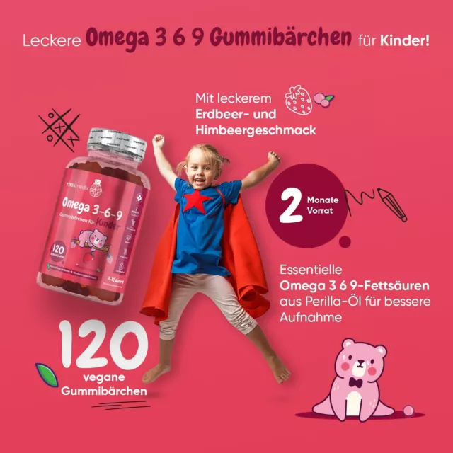 Omega 3 6 9 - 120 Gummibärchen - Gedächtnis, Sehkraft & Herzgesundheit - Vegan 2