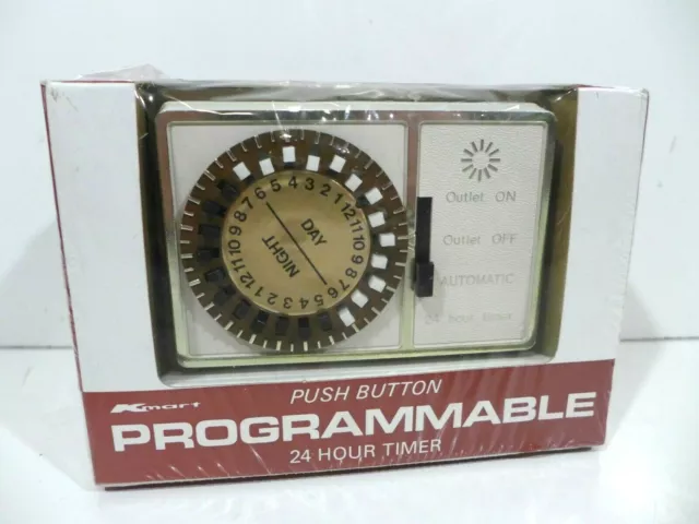 NEW 70's Vintage Kmart Push Button Automatic Programmable 24 Hour Timer Sealed