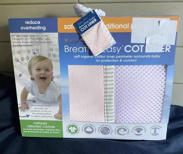*New* Bubba Blue Breathe Easy Cot Liner Pink 2 Pieces