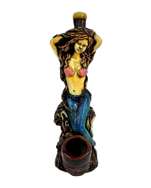 Mermaid Handmade Tobacco Smoking Hand Pipe Sexy Siren Sea Shell Ocean Fantasy