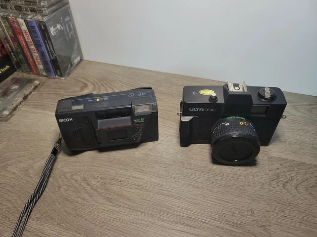 2 Vintage Ultronic & Ricoh AF-70 35mm Cameras *not tested* Sold as is