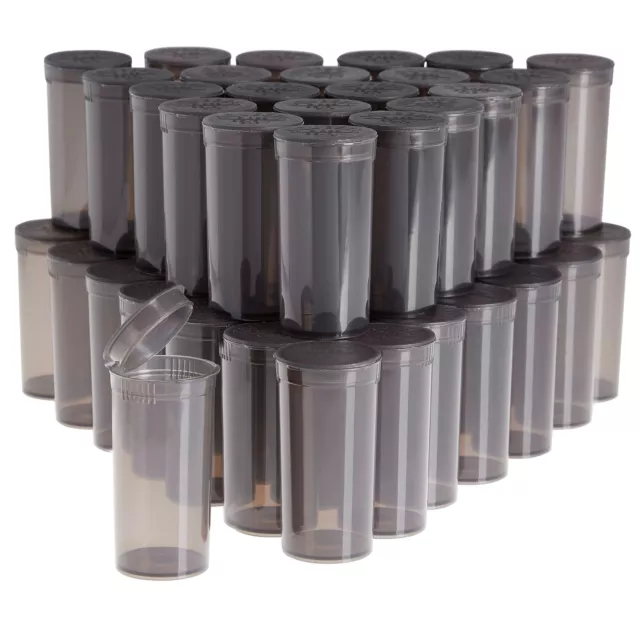 50 Pack Empty Pill Bottles with Pop Top Caps, 13 Dram Medicine Containers, Black