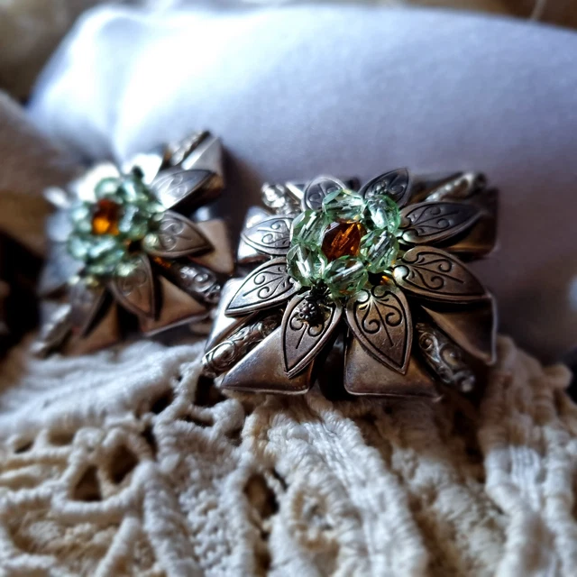 Boucles D'oreilles Clips Gas Bijoux – émail Et Strass Sur Métal Argenté, Style Saint-Tropez