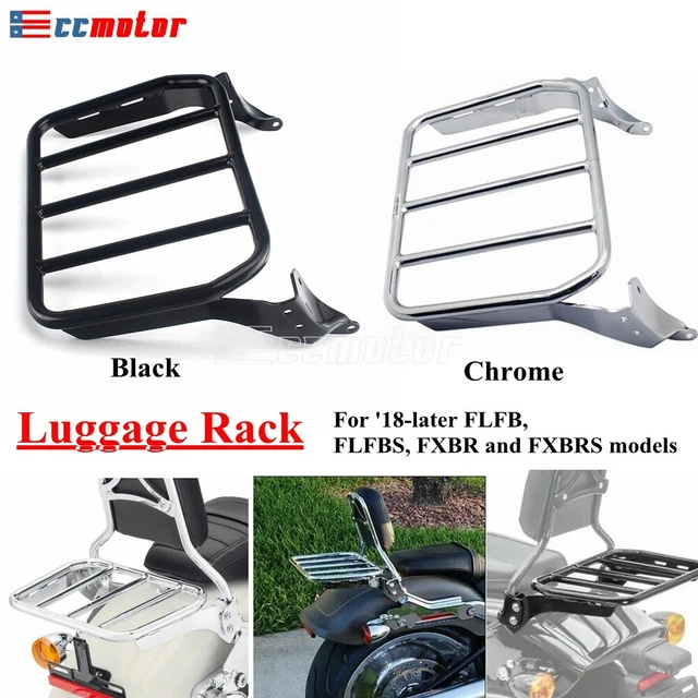 CHROME/BLACK SISSY BAR Luggage Rack For Harley Fat Boy Breakout 2018