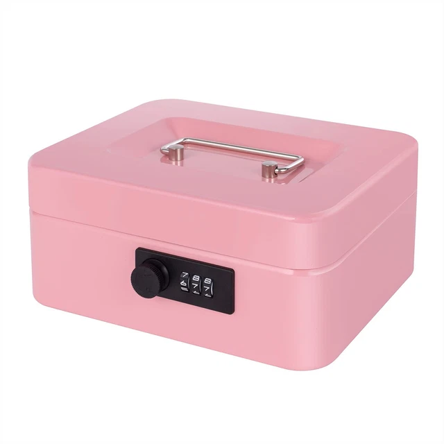 Cash Box with Combination Lock and Money Tray Metal Money Box for Cash Small ...