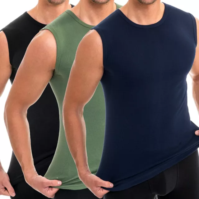 HERMKO 3040 3er Pack Herren Tank Top Unterhemd mit Rundhals-Ausschnitt Baumwolle