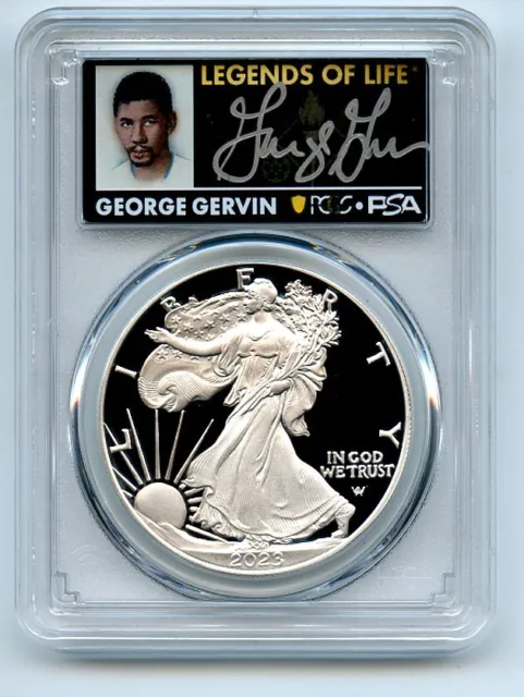 2023 W $1 Proof Silver Eagle PCGS PR70DCAM FS Legends of Life George Gervin