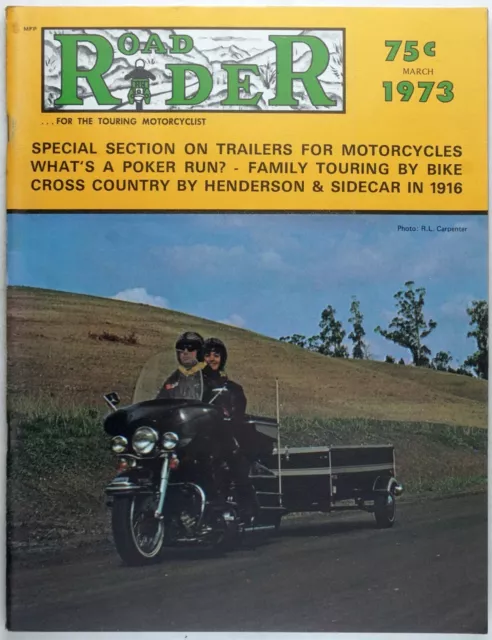 Road Rider Magazine March 1973 Vintage Touring Motorcycle Trailer Sidecar