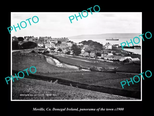 OLD LARGE HISTORIC PHOTO OF MOVILLE DONEGAL IRELAND PANORAMA OF THE TOWN c1900