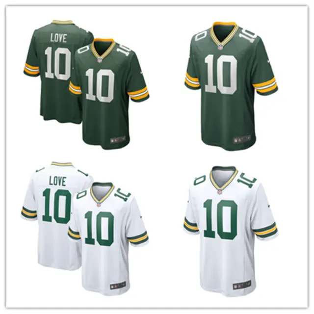 Neu Herren NFL Jordan Love #10 Green Bay Packers American Fussball Trikots