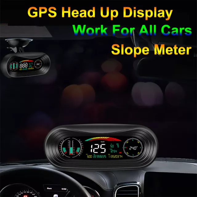 P18 HUD Head Up Display Car GPS Slope Meter Inclinometer off-Road Digital Speed