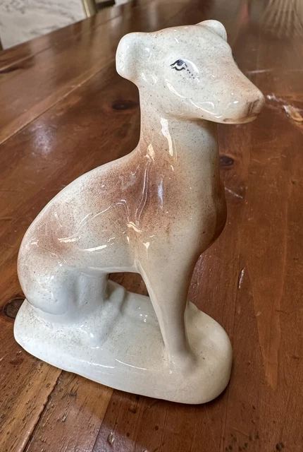 Vintage Ceramic Greyhound Whippet Figurine Sitting Dog 4.5” Gwalior