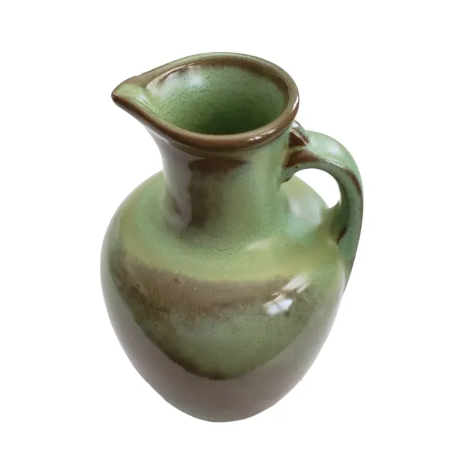 Frankoma Pitcher Jug Carafe #8 Handled Prairie Green Clay Art Pottery Vintage