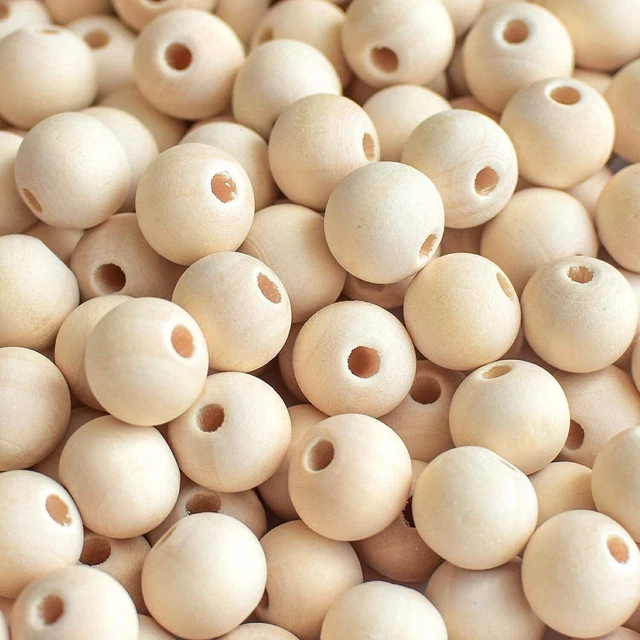 Bulk Wood Beads Unfinished Round Wooden Loose Beads Wood Spacer Beads for Craft