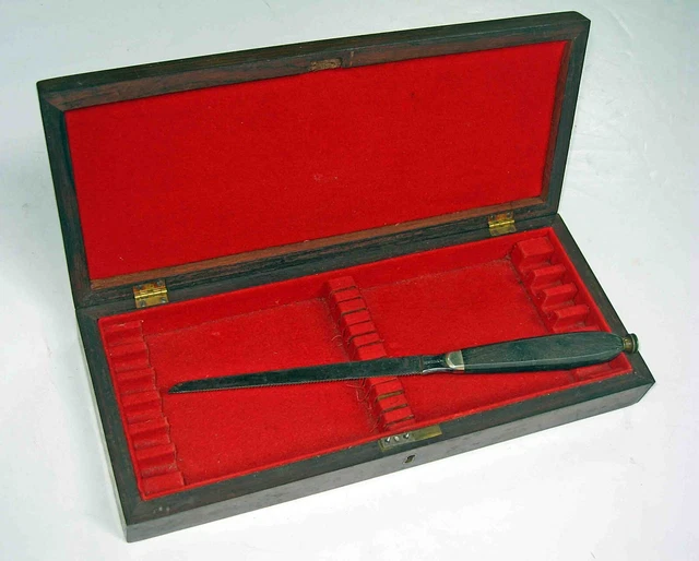 ANTIQUE c1870 Physician Doctor Medical Surgical KNIFE CASE w/ LENTZ & SON SAW
