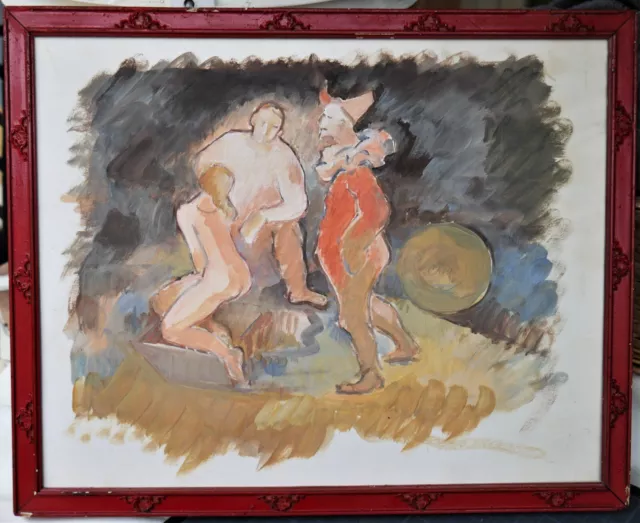 tableau de Robert Bouille (1926-2021): scène de cirque