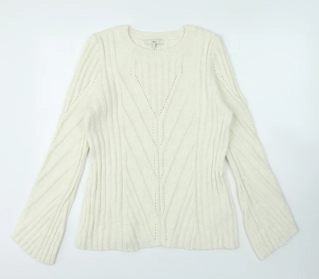 Maglione pullover acrilico NEXT da donna avorio collo rotondo taglia 14