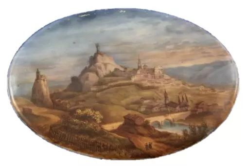 Antique 19thC German Porcelain Scenic Plaque Porzellan Bild Szene Scene Germany