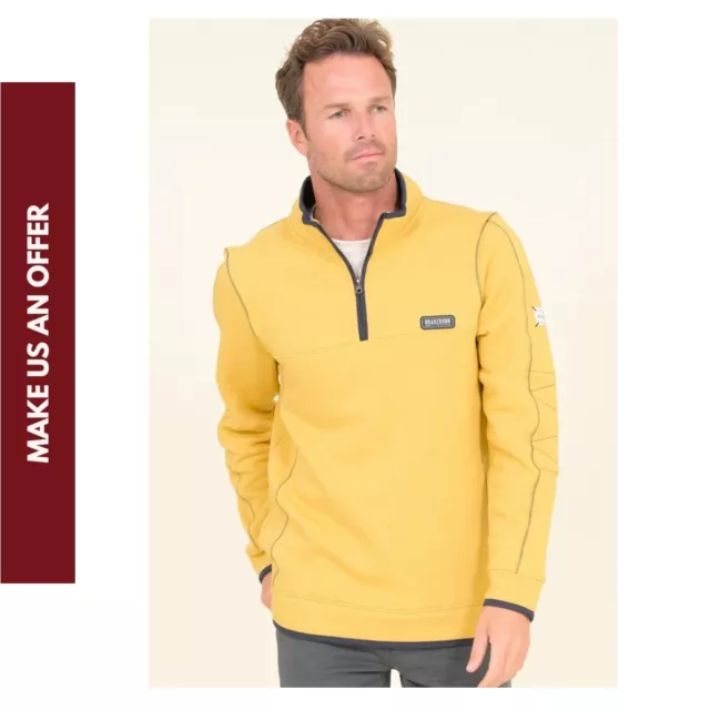 Yellow Mens top with zip by Brakeburn RRP £54.99 Size Medium