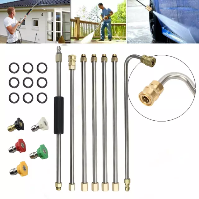 Gutter Cleaning Tool Pressure Washer Extension Wands Roof Cleaner +5 Nozzles UK