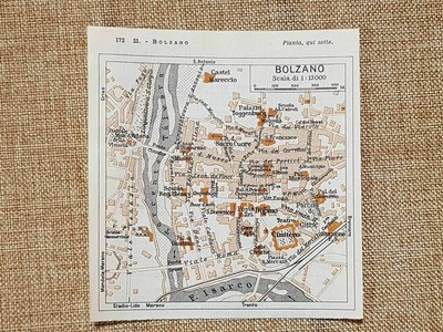 '50 vecchia cartina TRENTINO ALTO ADIGE TRENTO MERANO BOLZANO SOLDA ORTISEI 