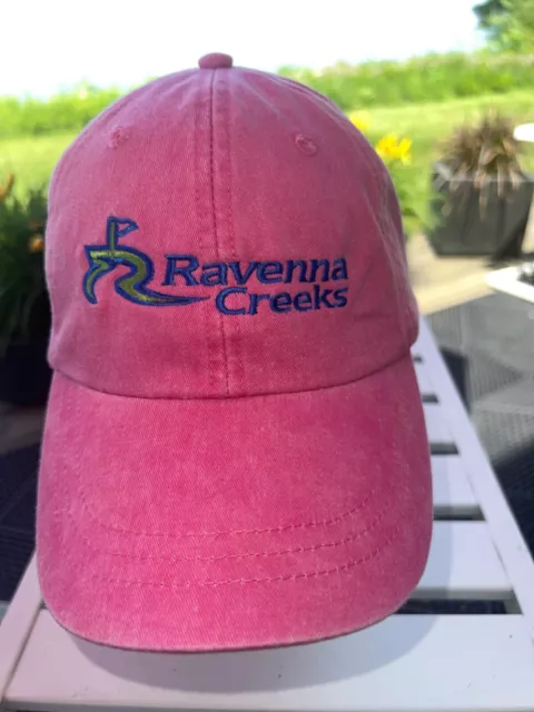 Ravenna Creek Golf Sombrero Lavado Rojo Gorra Correa de Cuero Hebilla Marca Adams Algodón