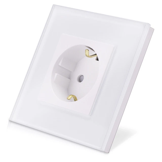 Prise de courant Schuko murale - Prise terre encastrable design cadre en verre