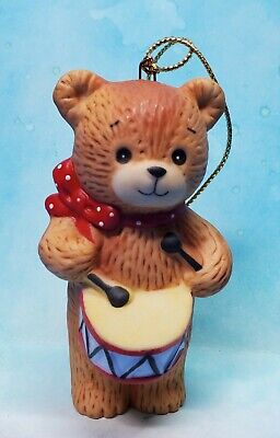 Lucy and Me Lucy Rigg Red Bow bear playing drum ornament