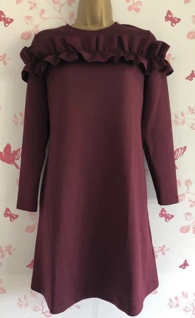 Abito A Tunica Ted Baker Zufara Corpetto Ruffle Taglia 2 Uk 10 Nuovo Con Etichette! Ctrl £159!!