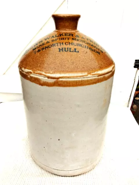 Old Brown Walker & Atkin Wine & Spirit Merchants Large Stoneware Bottle Flagon