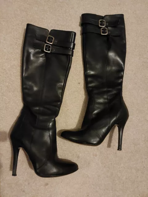 CARVELA LADIES LEATHER SUEDE Knee High Boots Black UK 6 EU 39 LN9