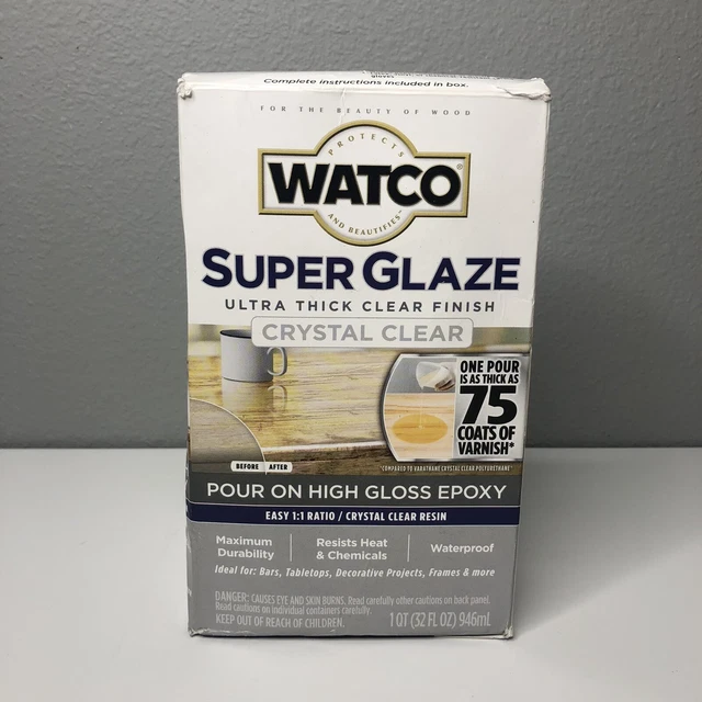 Watco Super Glaze acabado transparente ultra grueso transparente transparente transparente 1 qt alto brillo epoxi