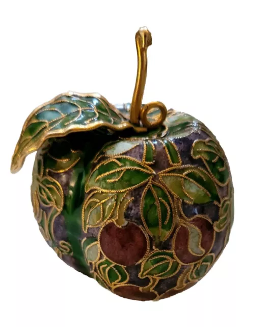 Vintage NYCO Cloisonné Plum Ornament Hand Painted