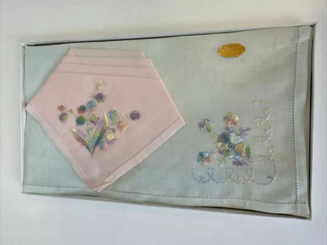 Vintage SWISS COTTON Ladies Hankies Boxed New Gift Box Handkerchiefs 1960s 2