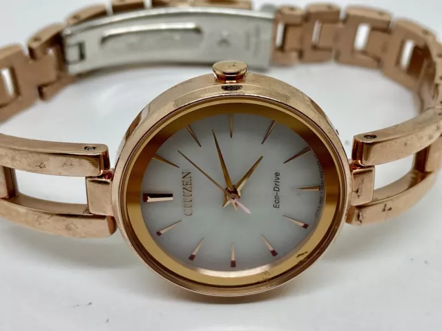 Citizen Women's Watch EM0633-53A Eco Drive Rose Gold 28mm USED Needs Repair