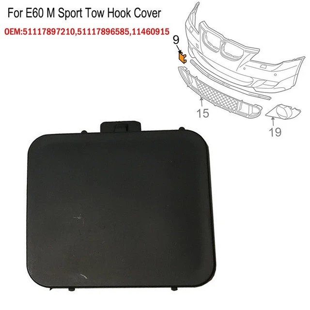 NOIR FOR E60 M Sport Trim-Front Pare-Choc Crochet Remorquage Housse ...