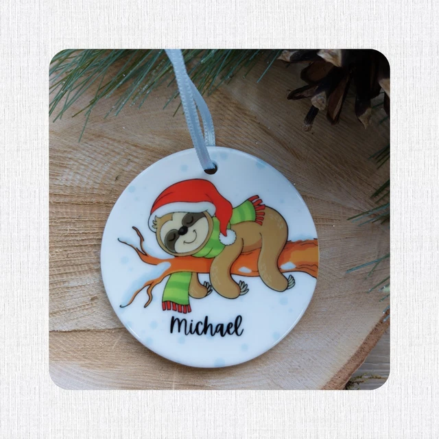 Personalised Christmas Decoration Sloth First Christmas Bauble Sloth Xmas Deco