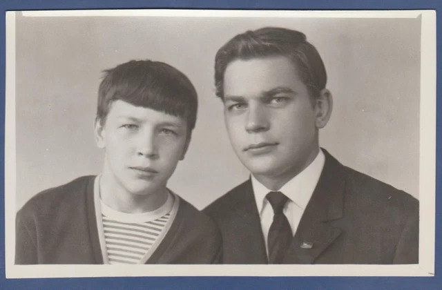Portrait of Two Handsome Guys, a Lovely Couple Soviet Vintage Photo USSR