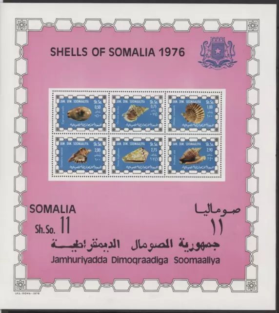 S47250 Somalia MNH 1976 Muscheln S/S Leichte Falz Oben Links