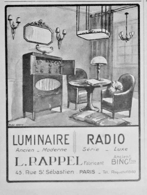Publicité De Presse 1926 Luminaire Ancien Moderne Et Radio Série Luxe - L.rappel