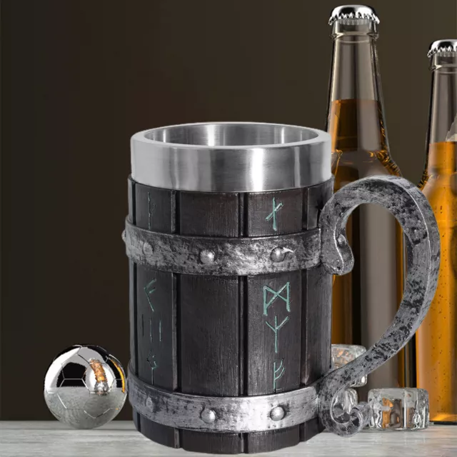 550ml Barrel Cup with Handle Refill Water Creative Resin Viking Beer Mug