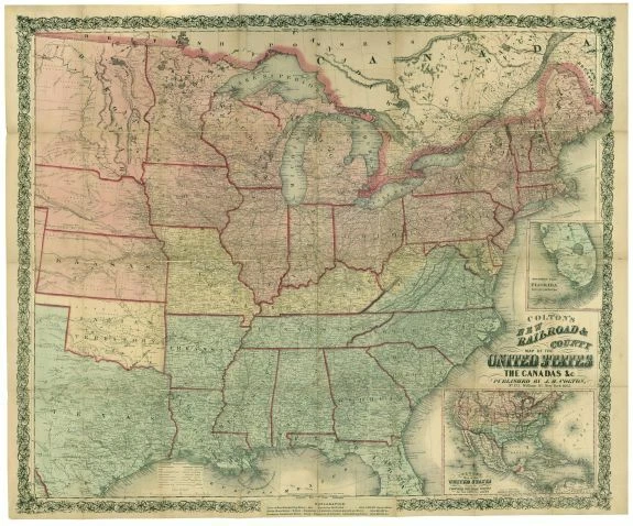 1862 MAP COLTON 39 S new railroad - 1862 Map Coltons New Railroad County Map.webp