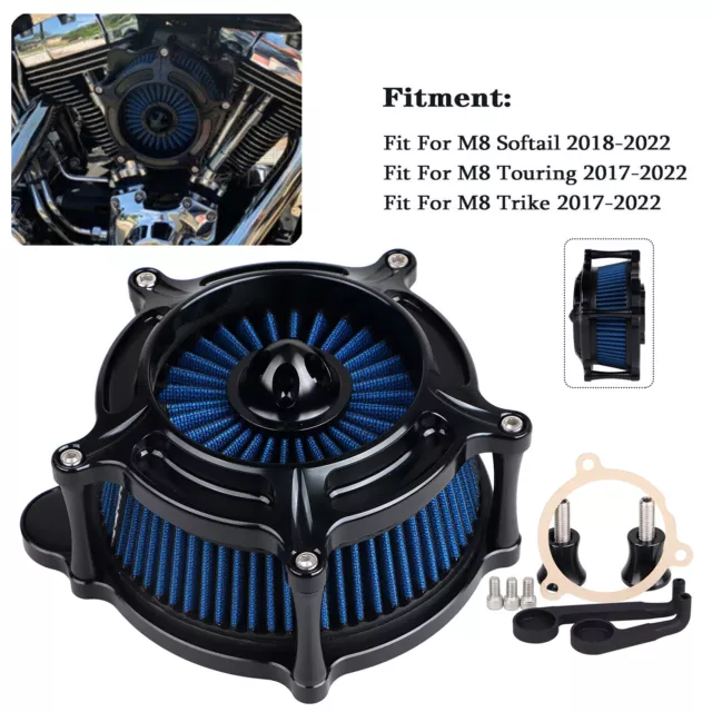 Turbine Spike Air Cleaner Blue Intake Filter Kit For Harley Touring Street Glide