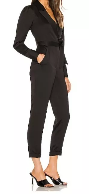 Marissa Webb Asher Satin Crepe Black Blazer Jumpsuit Size 2 2