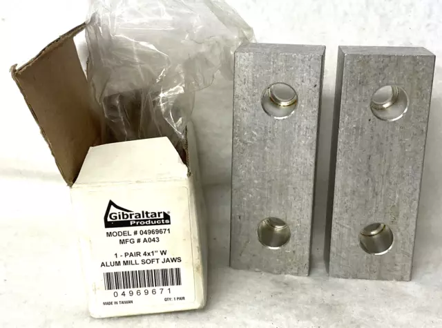 ALUMINUM MILL SOFT JAWS,GIBRALTAR PRODUCTS,4x1",VISE,PAIR,TWO,NEW IN BOX,A043,2!