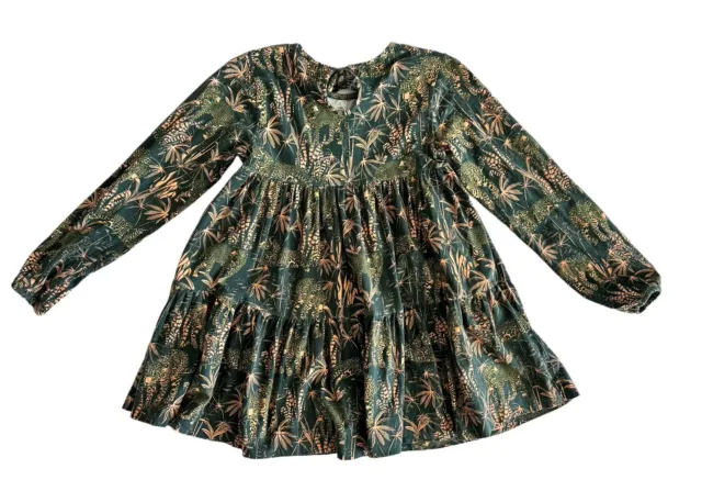 Munster Girls Animal Leopard Jungle Fever Print Long Sleeve Dress  Size 10