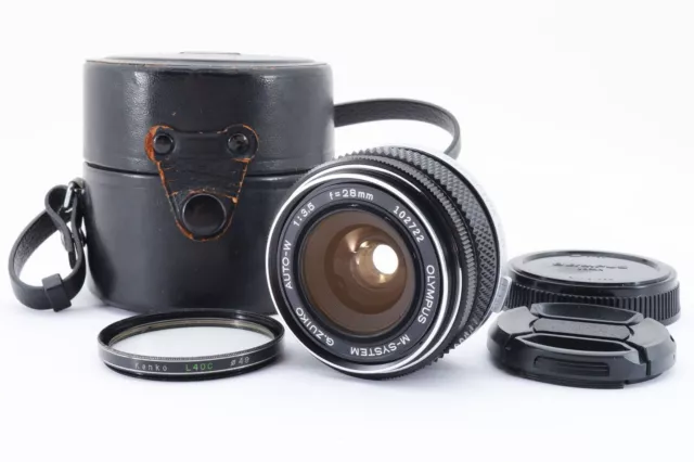 Olympus M-SYSTEM G.ZUIKO AUTO-w 28mm f/3.5 Wide Angle MF Lens w/ Case From JAPAN