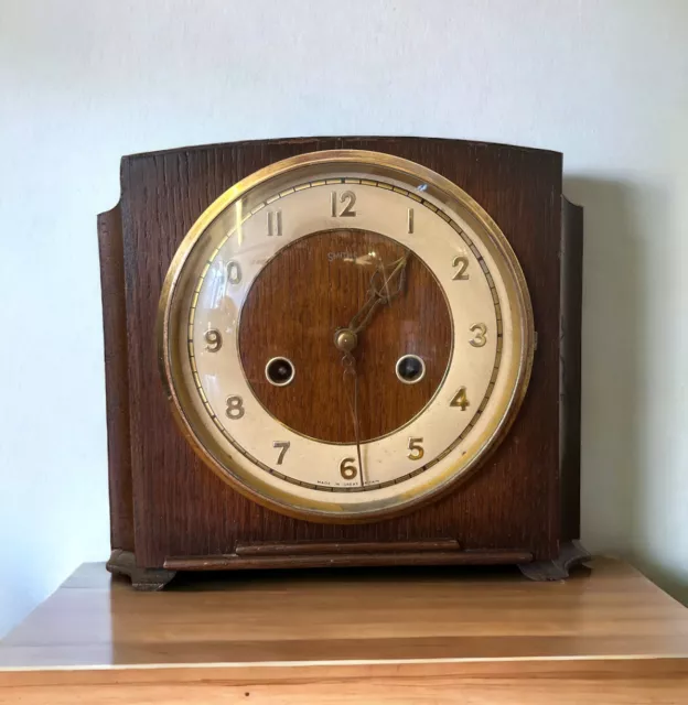 Smiths Oak Gorgeous Mantle Clock- 8 Day Striking Hammer Mantle Clock